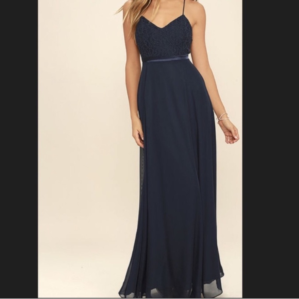 LuLus- Woman’s Stealing Kisses Navy Blue Dress